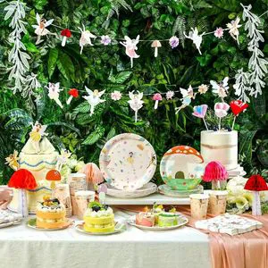 Hot Sale Pink Princess Castle Birthday Party Supplies Disposable Tableware Set with Happy Birthday Banner for Girls Baby Shower