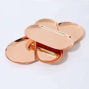 Best-Selling Silver Golden Rainbow Rose Golden Modern Nordic Style Stainless Steel Rolling Multifunction Oval Tray Storage