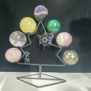 Wholesale Christmas Tree Alloy Crystal Sphere Holder with Stand