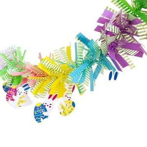 Easter Garland with Bunny and Eggs Plastic Tinsel Decoration for Hanging Indoor Party Supplies Guaiguo Brand