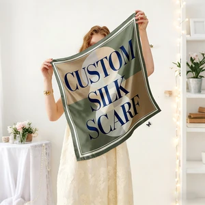 Digital Print Luxury Satin Scarves Design Square Shape 100% Silk Hijab Scarf Custom Printed Silk Scarves