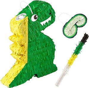 UNK Customize Summer Eco-friendly Tissue Paper Birthday Party Activities Game Boy Adults Green Dinosaur Pinata Blindfold Stick