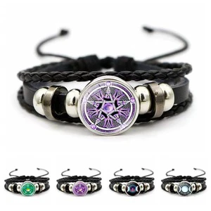 2025 New Pentagram Magic Array Leather Men's and Women's Woven Beaded Bracelet