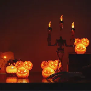 Realistic Halloween Pumpkin Lantern Scary Glowing LED Pumpkin Light Waterproof Plastic Pendant for Halloween Party