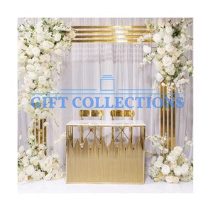 Event Party Decor Stage Decoration Back Drops Gold Stainless Steel Wedding Arch Frame Flower Backdrop Stand Popular Wedding Arch
