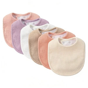 Custom Printed 100% Cotton Muslin 6-Layer Baby Bibs Set For 0-24M Baby Feeding Washable Anti-Bacterial & Eco-Friendly