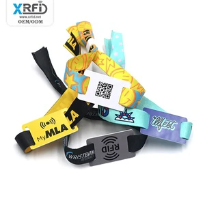 Hot-selling Custom RFID Fabric Wristband Sporting Music Festivals 13.56Mhz NFC Parties Woven Ticket Bracelet For Cashless Event