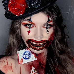 Halloween Horror Scary Party Mouth Tattoo Stickers Face Sticker Waterproof Funny Makeup Temporary Tattoo DIY Decals