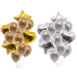 14PCS/Set Party Balloon Set Birthday Heart Star Latex Foil Balloon Garlands Backdrop Decoration