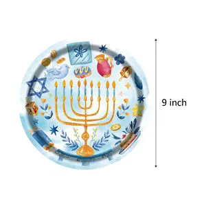 Cross Border Double Wall Vintage Candle Bright Theme Holiday Party Decoration New Disposable Paper Plate Tableware Suit