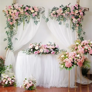 Wedding Pink Series Artificial Rose Flower Wall Hotel Wedding Background Decoration