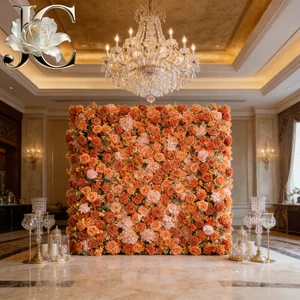 Foldable 3D Flower Wall Panel Rooftop Wedding Photo Backdrop Anti UV Flower Wall Outdoor Terrace Wedding Backdrop Decor