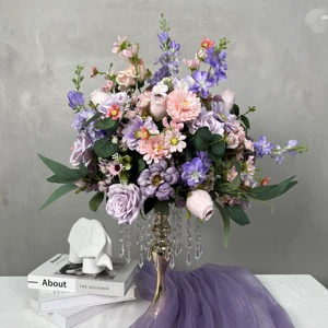 New Wedding Decorations Premium Purple Series Artificial Flower Bouquets for Wedding Table Centerpiece Decorations