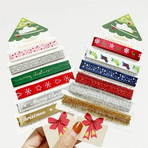 Christmas Ribbon 6 colors Assorted Merry Christmas Themed Ribbons for Gift Wrapping, Crafts, Holiday Decorations
