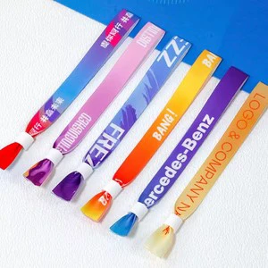 RFID CHIP High Quality Custom Event Festival Party Ribbon Satin Fabric Brands logo Text Printing Wristbands Bracelets