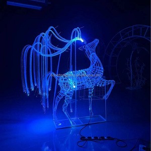 New Design Waterproof Customized Giant Led Deer Illuminate Fiber Optic Lights Motif Light Deer For Outdoor Christmas Decoration