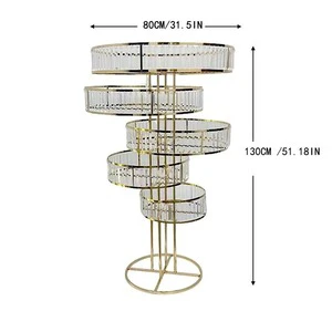 New Arrival Acrylic Wedding Flower Stand Luxury Tall Gold Metal Crystal Flower Stand Table Centerpiece Decoration for Wedding