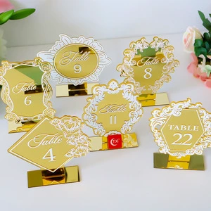 Acrylic Custom Gold Acrylic Bar Menu Sign Weddings Party Event Decoration with Table Numbers Place Card Wedding Table Number