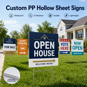 Plastic Yard Sign For Blank 18x24 White Black Yellow With Metal H Stakes Grommets Bulk Wholesale