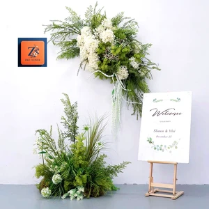 Greenery Wedding Decor Walkway Fake Grass Outdoors Aisle Flowers Table White Flower Runner Flower Arrangements Centerpieces