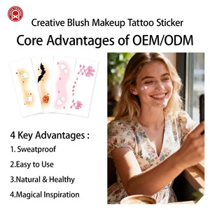 Custom OEM Cute Cartoon Makeup Eye Beauty Girl Stage Paste Temporary Tattoo Sticker Freckle Patches Powder Blusher Water
