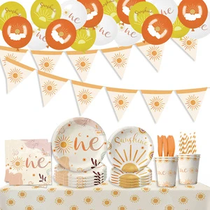 Party Decoration Disposable Party Sun Theme Birthday Wedding School Party Paper Tableware Set