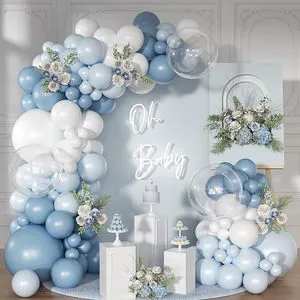 White and Blue Ceremony Christmas Wedding Happy Birthday Party Supplies Decoration Decor Balloon Garland Arch Kit Set