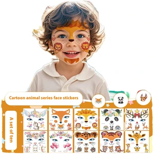 Animal Cartoon Face Temporary Tattoo Stickers for Kids Transfer Printed Magic Stage Makeup for Holiday Parties New Stickers