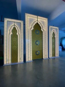 Wedding Supplies Custom Large Wedding Events Stage Lighted Acrylic Arch Set Wedding Backdrop Wall