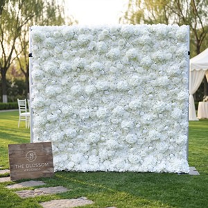 Cloth Roll Up White Wall Backdrop 8x8ft Artificial Flower Wall For Wedding Event Decoration