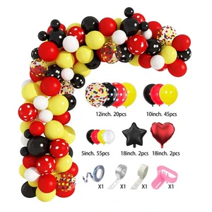 Birthday Party Favors Decorations Themed Latex Red Black Yellow and White Ballon Polka Dot and Confetti Balloon Garland Arch Kit