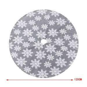 1PC Eco-Friendly High Quality Jacquard Snowflake Plush Christmas Tree Skirt Xmas Tree Base Apron Tree Stand Accessory