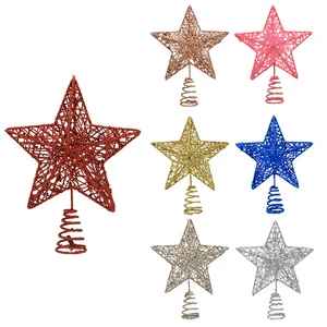 Five-Pointed Star Iron Eco-friendly Christmas Tree Top Vertical Ornament 20/25/30cm YIGETREE Factory Wholesale