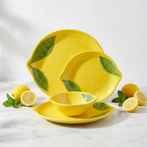 Bestwares Custom Creative Cartoon Lemon Shaped Tableware Dinnerware Cute Salad Dessert Cake Melamine Plates