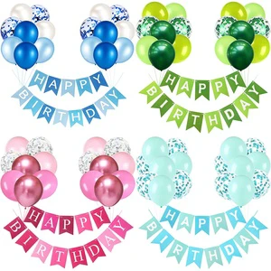 Paper Banner Bunting Birthday Decoration Confetti Balloon Happy Birthday Party Decoration Balloon Banner Set