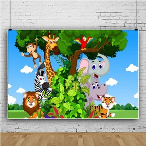 Cartoon Zoo Party Foreign Trade New Cross-border Photo Material Photo Photography Background Cloth Studio Props