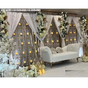 Glitzy Wedding Reception Stage Candle Walls Fancy Candle Holder Wall for Wedding Backdrop Unique Wedding Metal Candle Wall fiji