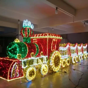 Giant Outdoor LED Lighted 3D Christmas Ornaments Gingerbread Candy Cane Thomas Train Motif Light Christmas Decorations