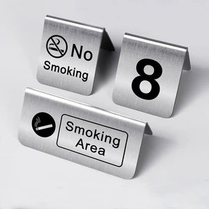 Stainless Steel Reserved Table Sign - Double-Sided Restaurant Tent Card with Table Numbers & No Smoking Indicator