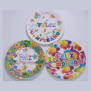 Disposable 9-inch Round Spanish Party Paper Plate Tableware for Birthday Cakes Quality Paper Crafts Product