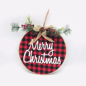 Merry Christmas Wooden Ornament Round Shape