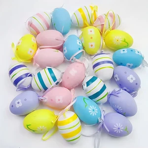 12pcs Easter Hanging Decorations Clover Baubles Novelty Easter Eggs Easter Tree Ornaments Holiday Party Supplies