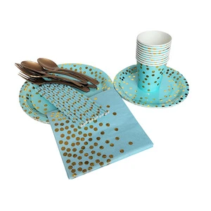 Custom Disposable Paper Plates Set Party Plates Cups Napkins Sets Party Tableware Set Party Supplies Kits Plates