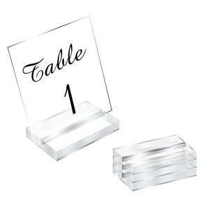 Factory Custom Transparent Acrylic Display Rack Table Number Sign Holder with Place Card Slot Base