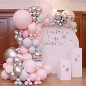 Colorful Baby Shower Blue Silver Yellow Pink Wedding Pastel Festive Party Birthday Theme Kit Set Balloon Garland Arch for Prom