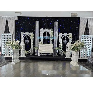 Indoor Western Wedding Reception Stage Decor Dreamy Western Wedding Stage Decoration Vintage White Theme Wedding Reception Stage