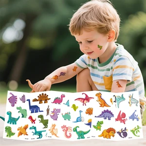 Waterproof Face Temporary Tattoos Stickers Dinosaur Party Favors Birthday Party Supplies Glitter Paper Tattoo Stickers
