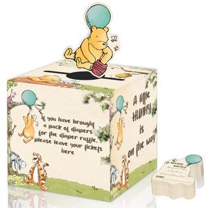 Classic Winnie Baby Shower Decorations Party Decor Diaper Raffle Card Box Game Party Favors Supplies 50 Pcs