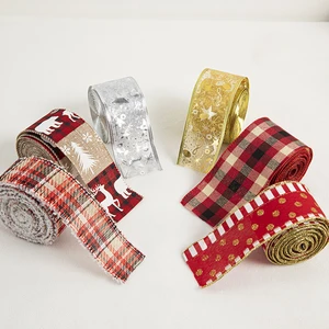 Hand-Woven Plaid Ribbon Christmas Decoration and Gift Wrap for Festive Christmas Hats