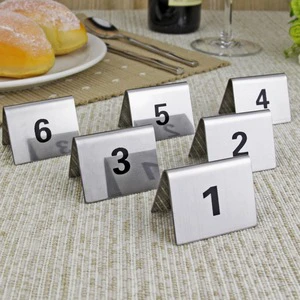 Stainless Steel Restaurant Table Number Plate with Seat Plate and Card Holder
